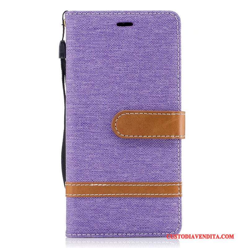 Custodia Sony Xperia Xa1 Pelle Porpora Denim, Cover Sony Xperia Xa1 Protezione