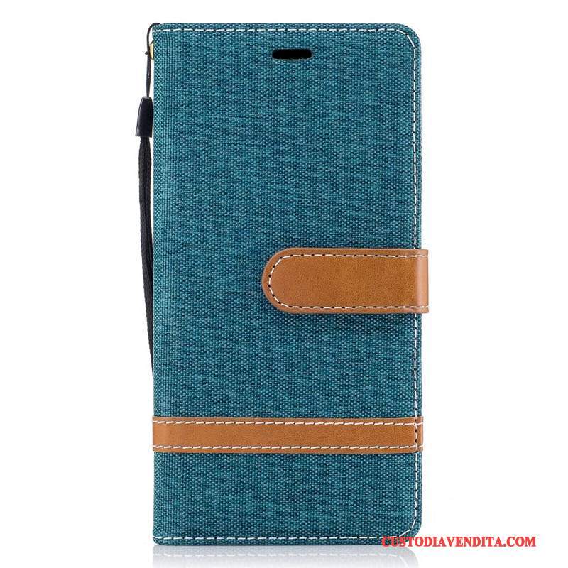 Custodia Sony Xperia Xa1 Pelle Porpora Denim, Cover Sony Xperia Xa1 Protezione