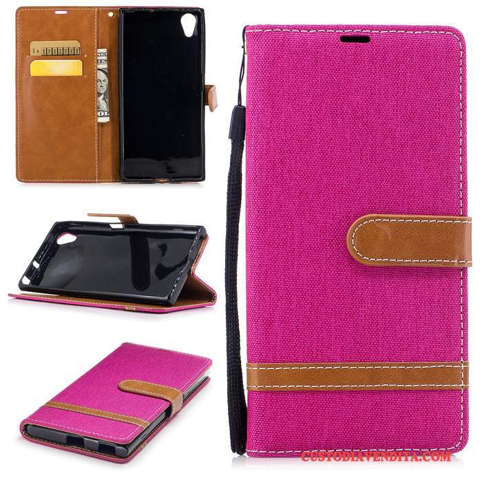 Custodia Sony Xperia Xa1 Plus Folio Rosso Anti-caduta, Cover Sony Xperia Xa1 Plus Silicone Hemmingtelefono