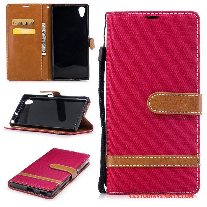 Custodia Sony Xperia Xa1 Plus Folio Rosso Anti-caduta, Cover Sony Xperia Xa1 Plus Silicone Hemmingtelefono