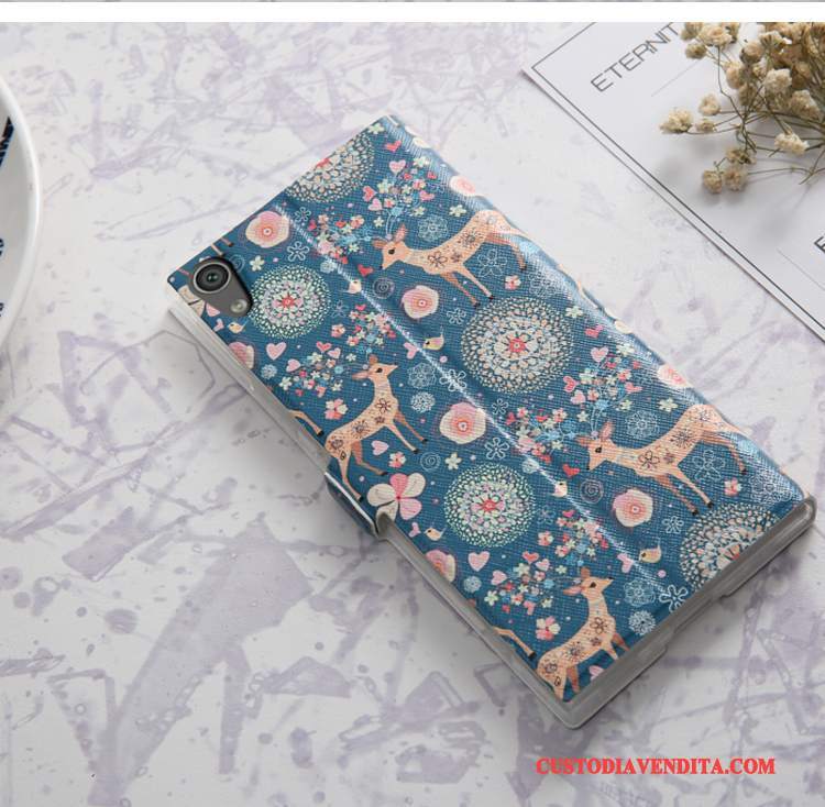 Custodia Sony Xperia Xa1 Silicone Telefono Tendenza, Cover Sony Xperia Xa1 Folio Morbido Blu