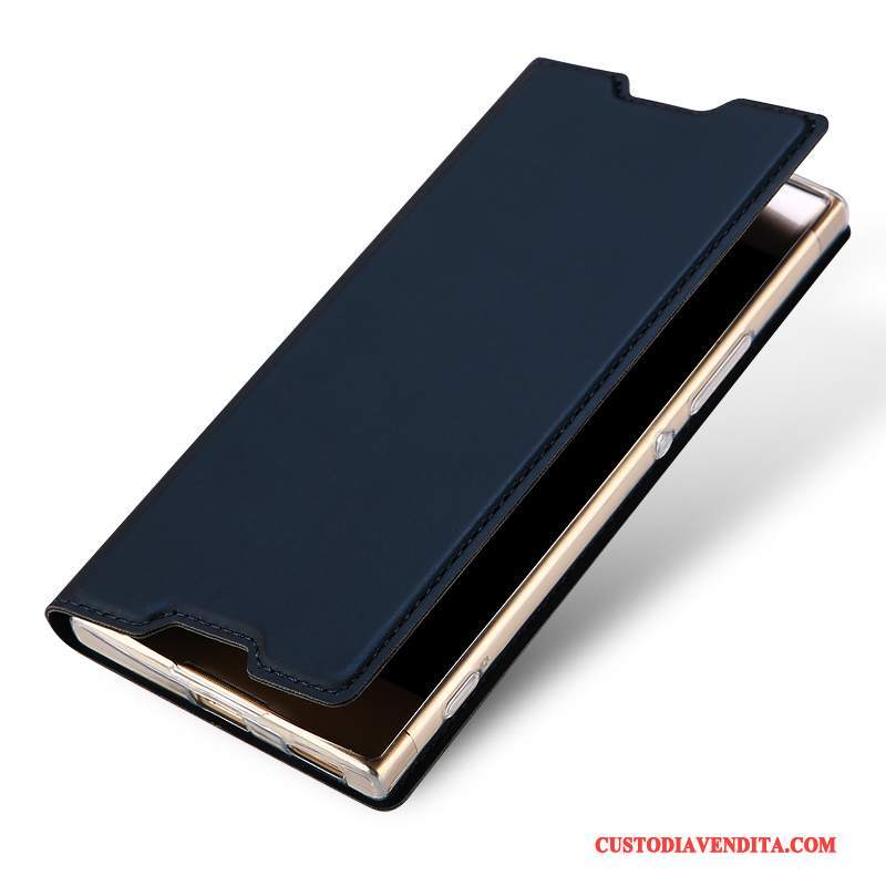 Custodia Sony Xperia Xa1 Ultra Folio Anti-caduta Carta, Cover Sony Xperia Xa1 Ultra Pelle Affari Oro