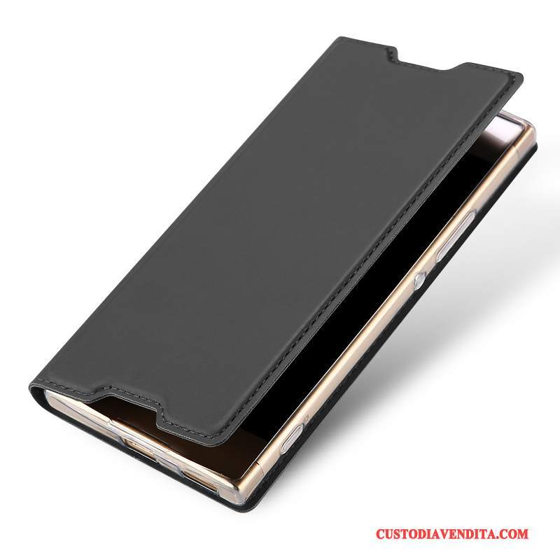 Custodia Sony Xperia Xa1 Ultra Folio Anti-caduta Carta, Cover Sony Xperia Xa1 Ultra Pelle Affari Oro