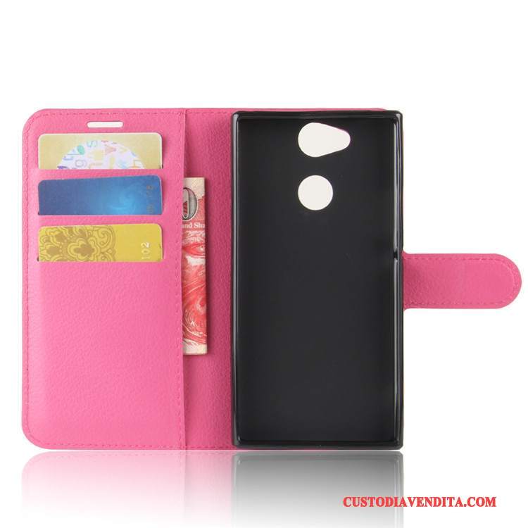 Custodia Sony Xperia Xa2 Portafoglio Rosa Carta, Cover Sony Xperia Xa2 Pelle