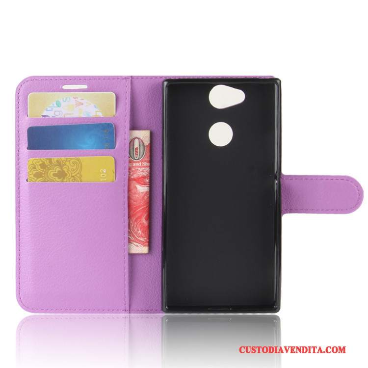 Custodia Sony Xperia Xa2 Portafoglio Rosa Carta, Cover Sony Xperia Xa2 Pelle