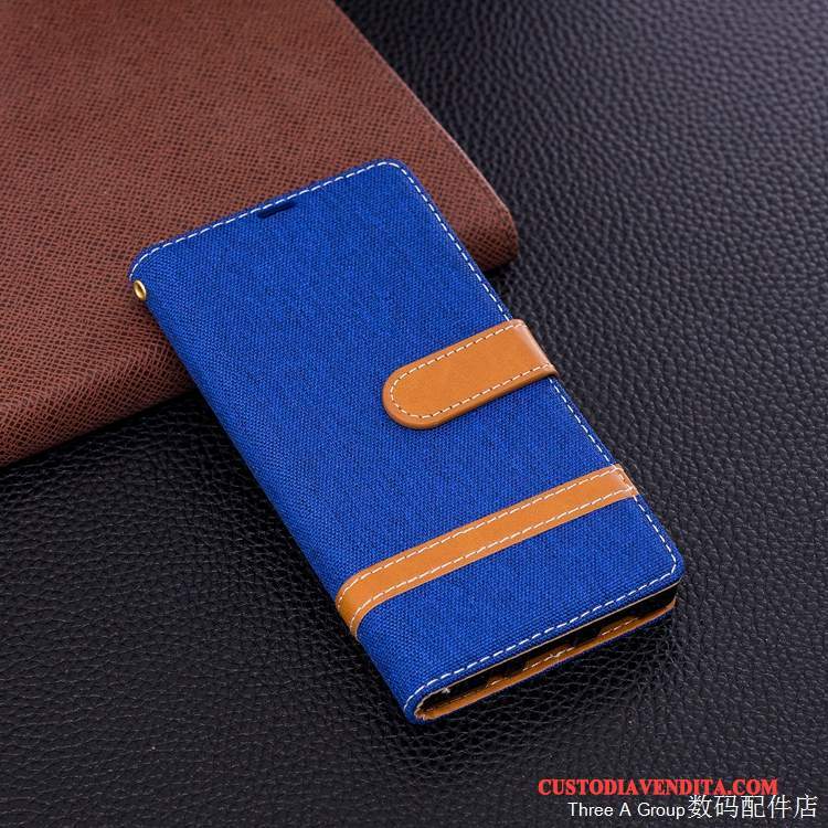 Custodia Sony Xperia Xa2 Protezione Tutto Incluso Supporto, Cover Sony Xperia Xa2 Pelle Blu Denim