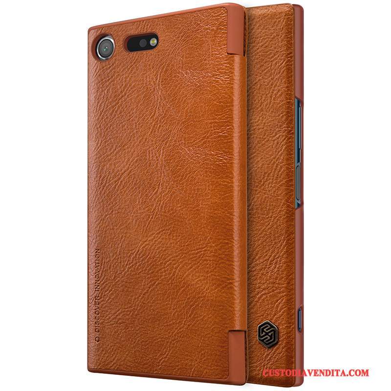 Custodia Sony Xperia Xz Folio Anti-caduta Oro, Cover Sony Xperia Xz Pelle Telefono Vino Rosso