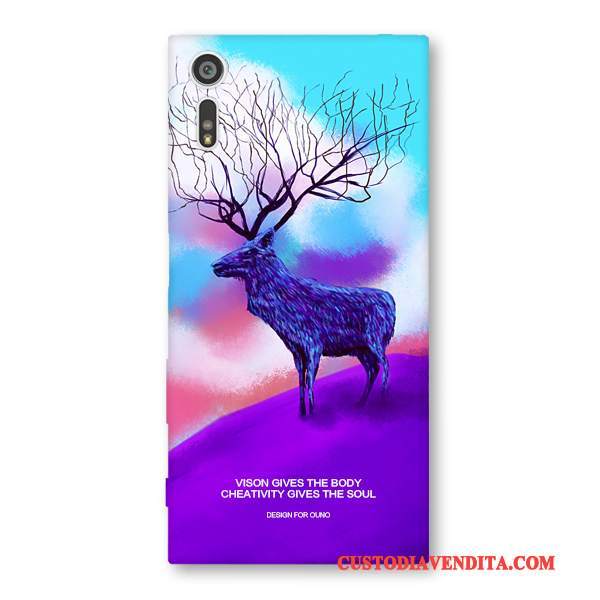 Custodia Sony Xperia Xz Goffratura Modello Difficile, Cover Sony Xperia Xz Telefono Blu