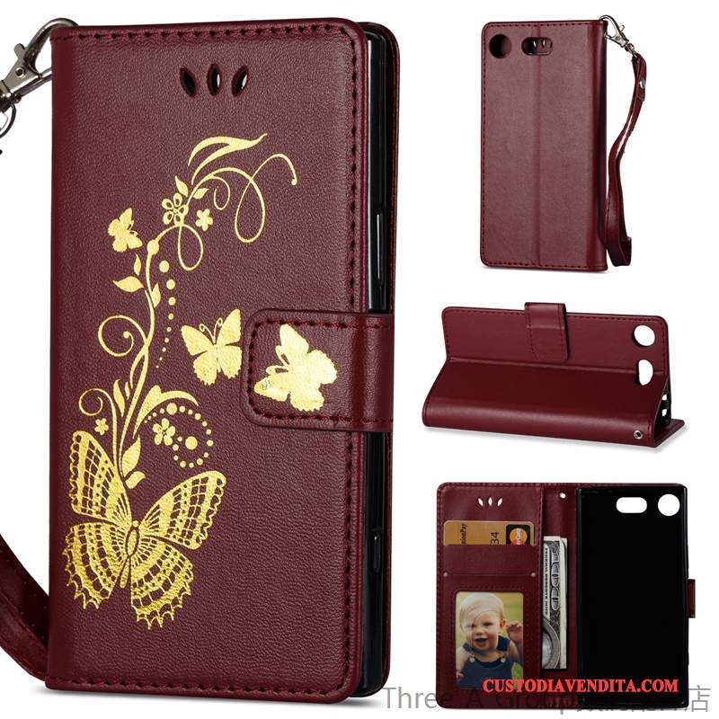 Custodia Sony Xperia Xz1 Compact Folio Telefono Morbido, Cover Sony Xperia Xz1 Compact Pelle Nuovo Porpora