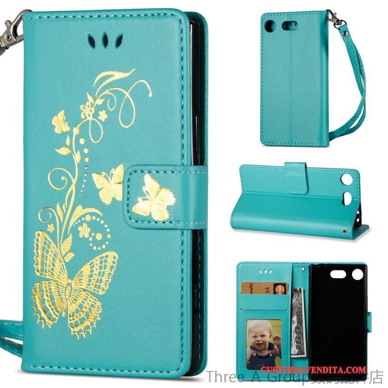 Custodia Sony Xperia Xz1 Compact Folio Telefono Morbido, Cover Sony Xperia Xz1 Compact Pelle Nuovo Porpora