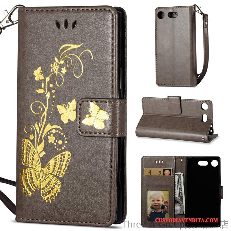 Custodia Sony Xperia Xz1 Compact Folio Telefono Morbido, Cover Sony Xperia Xz1 Compact Pelle Nuovo Porpora