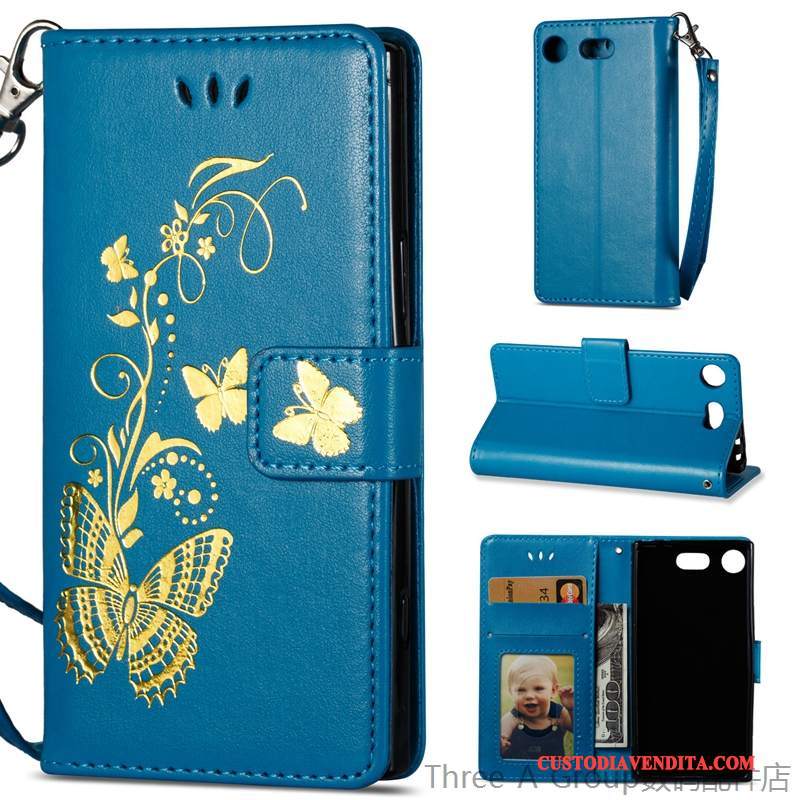 Custodia Sony Xperia Xz1 Compact Folio Telefono Morbido, Cover Sony Xperia Xz1 Compact Pelle Nuovo Porpora