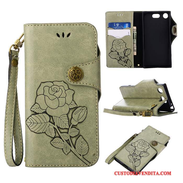 Custodia Sony Xperia Xz1 Compact Folio Verdetelefono, Cover Sony Xperia Xz1 Compact Silicone