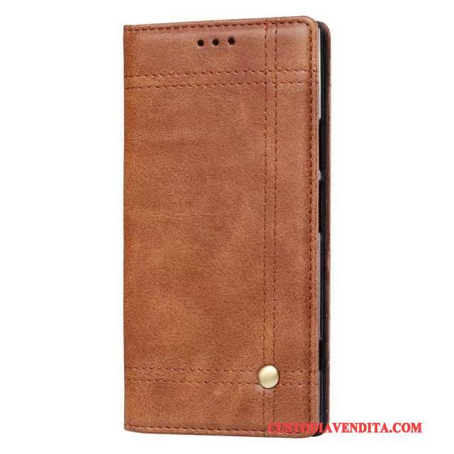 Custodia Sony Xperia Xz1 Compact Pelle Lusso Chiaro, Cover Sony Xperia Xz1 Compact Protezione Magneticotelefono