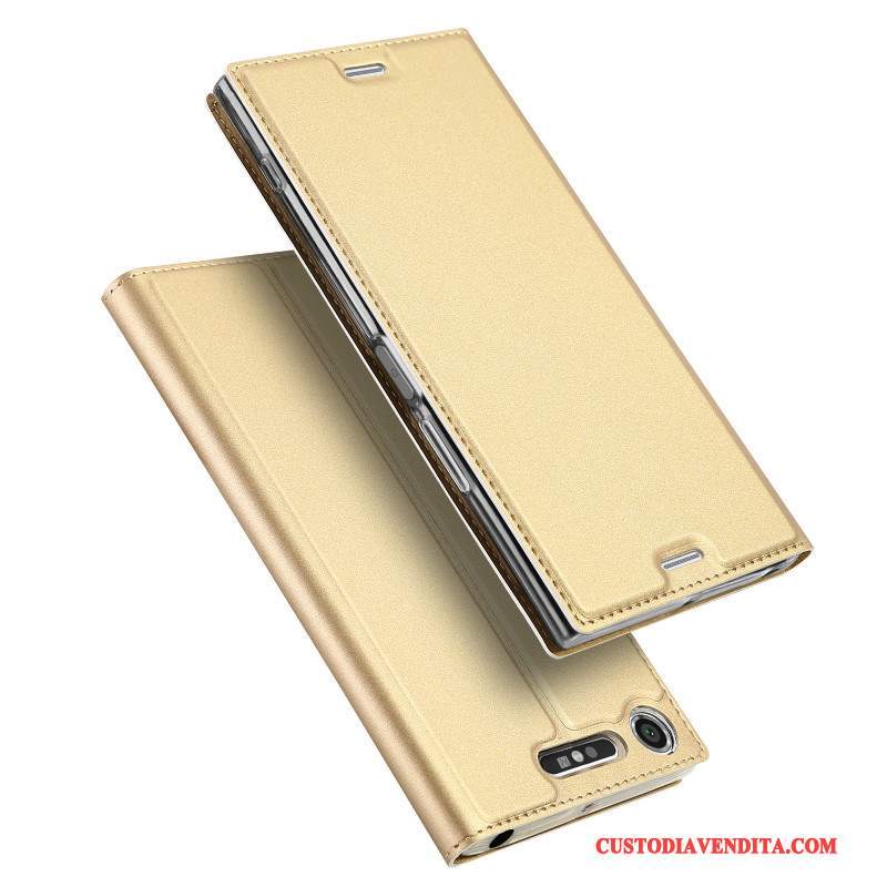 Custodia Sony Xperia Xz1 Compact Pelle Oro Anti-caduta, Cover Sony Xperia Xz1 Compact Protezione Supporto Morbido