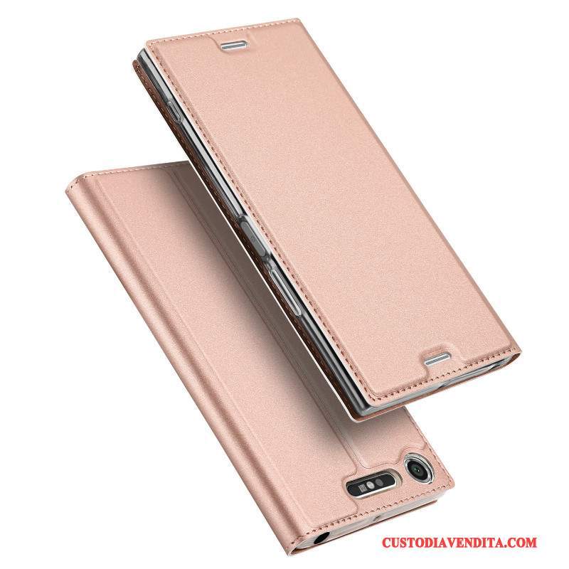 Custodia Sony Xperia Xz1 Compact Pelle Oro Anti-caduta, Cover Sony Xperia Xz1 Compact Protezione Supporto Morbido