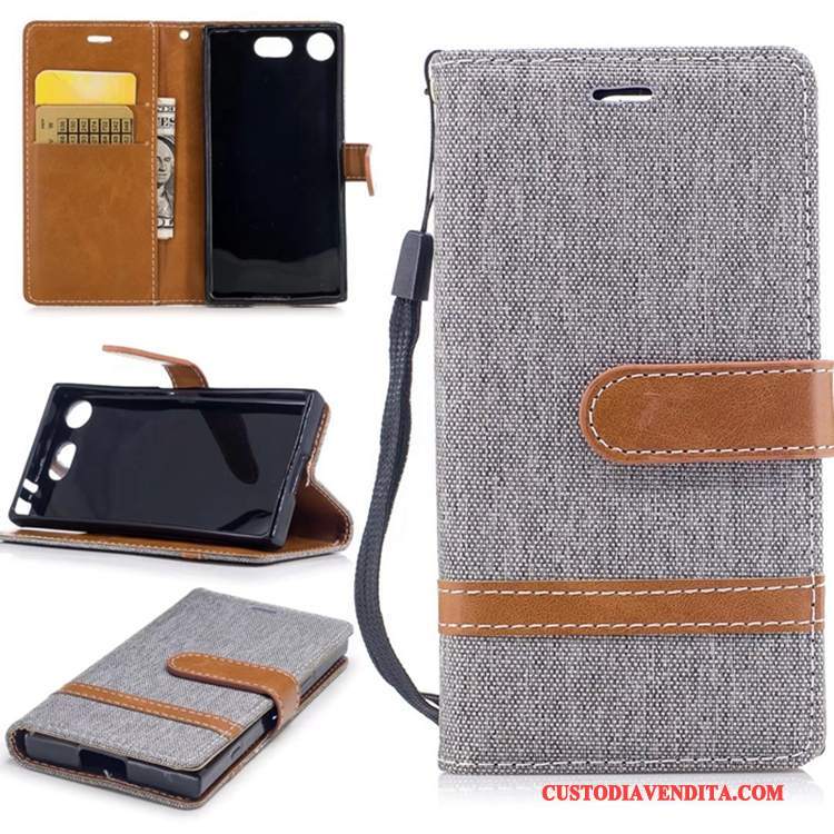 Custodia Sony Xperia Xz1 Compact Portafoglio Anti-caduta Porpora, Cover Sony Xperia Xz1 Compact Pelle Telefono Supporto