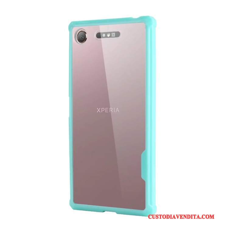 Custodia Sony Xperia Xz1 Silicone Blu Semplici, Cover Sony Xperia Xz1 Trasparente Tutto Incluso