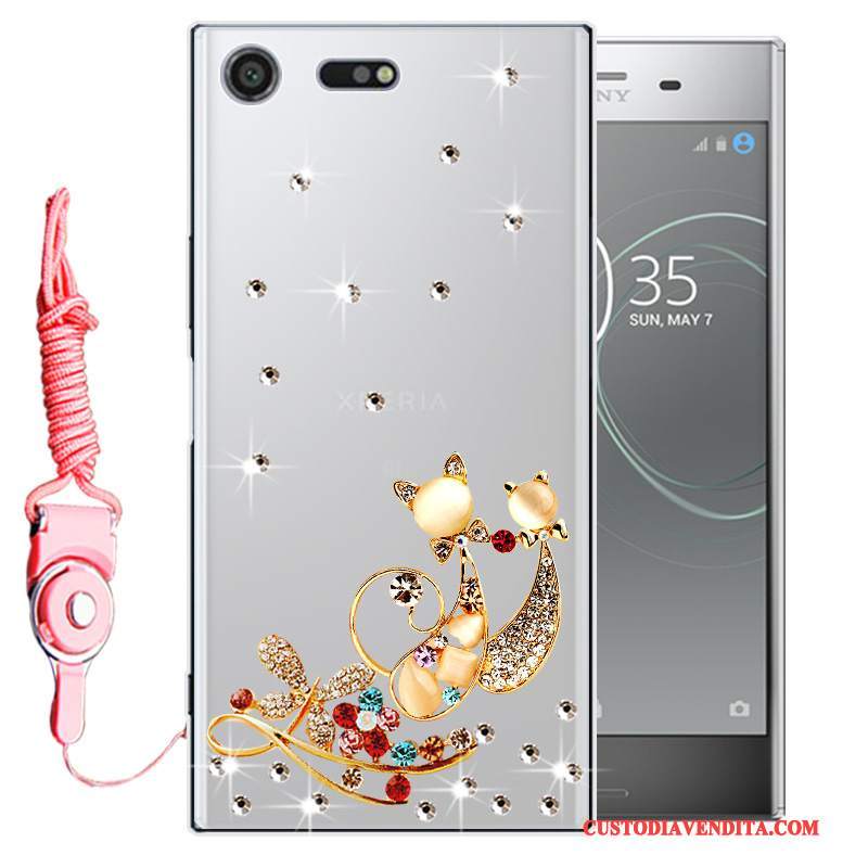 Custodia Sony Xperia Xz1 Strass Anti-caduta Morbido, Cover Sony Xperia Xz1 Protezione Telefono Oro