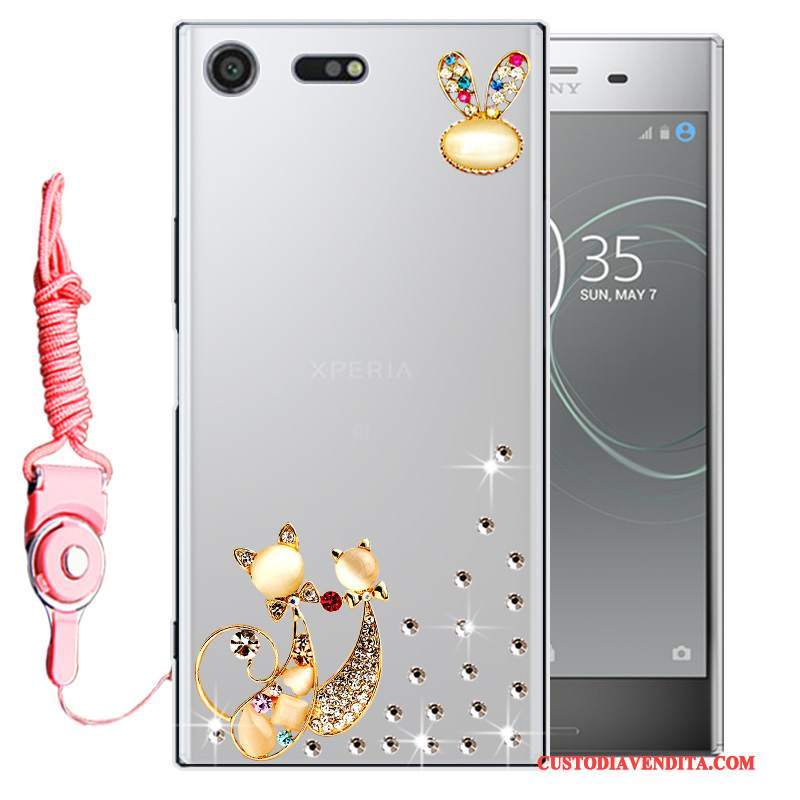 Custodia Sony Xperia Xz1 Strass Anti-caduta Morbido, Cover Sony Xperia Xz1 Protezione Telefono Oro