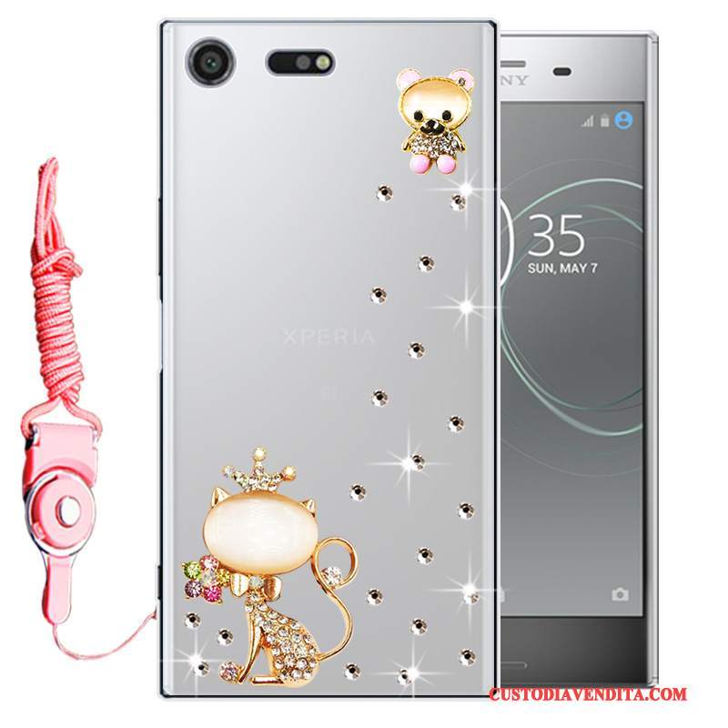 Custodia Sony Xperia Xz1 Strass Anti-caduta Morbido, Cover Sony Xperia Xz1 Protezione Telefono Oro