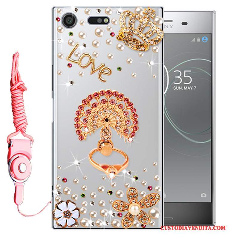 Custodia Sony Xperia Xz1 Strass Anti-caduta Morbido, Cover Sony Xperia Xz1 Protezione Telefono Oro