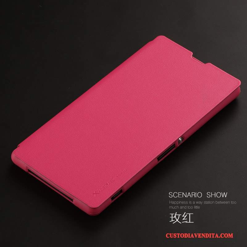 Custodia Sony Xperia Z1 Pelle Tutto Incluso Rosso, Cover Sony Xperia Z1 Folio Sottiletelefono