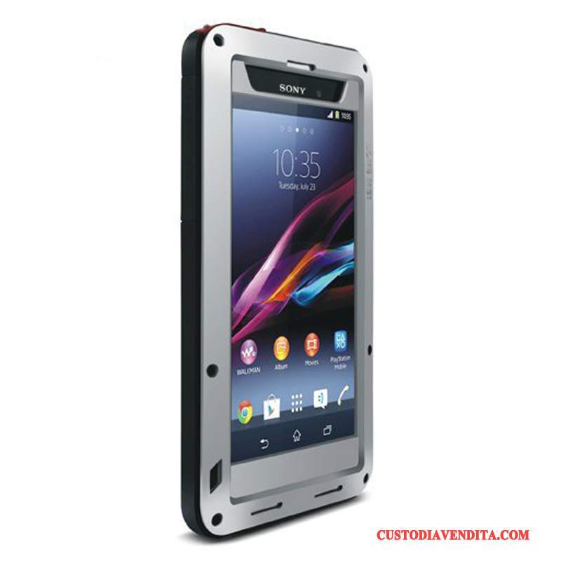 Custodia Sony Xperia Z1 Protezione Argento Tutto Incluso, Cover Sony Xperia Z1 Morbido Anti-caduta