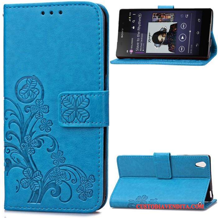 Custodia Sony Xperia Z2 Portafoglio Telefono Anti-caduta, Cover Sony Xperia Z2 Protezione Porpora Goffratura