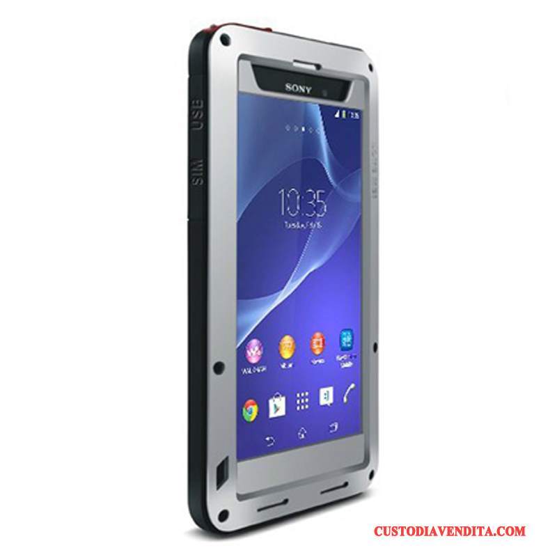 Custodia Sony Xperia Z2 Protezione Giallo Metallo, Cover Sony Xperia Z2 Anti-cadutatelefono