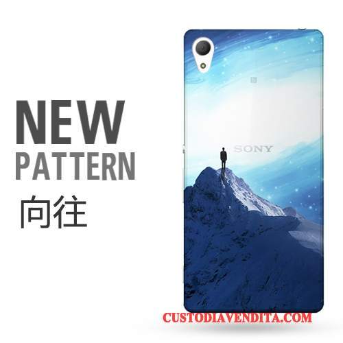 Custodia Sony Xperia Z3 Creativo Blu Arte, Cover Sony Xperia Z3 Protezione Piccola Trasparente