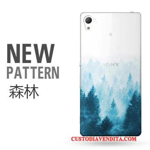 Custodia Sony Xperia Z3 Creativo Blu Arte, Cover Sony Xperia Z3 Protezione Piccola Trasparente