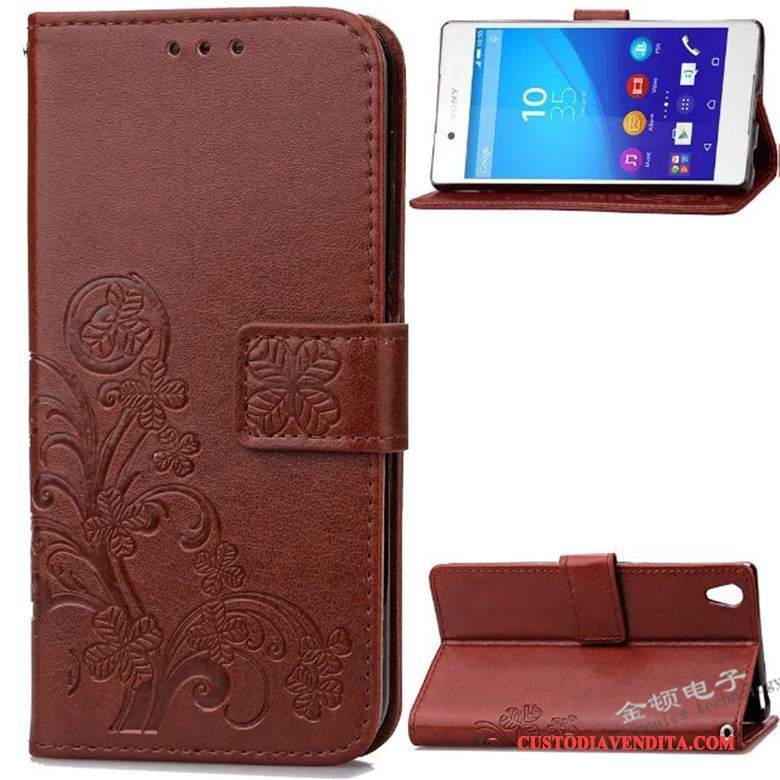 Custodia Sony Xperia Z3+ Folio Rosso Morbido, Cover Sony Xperia Z3+ Protezione Telefono