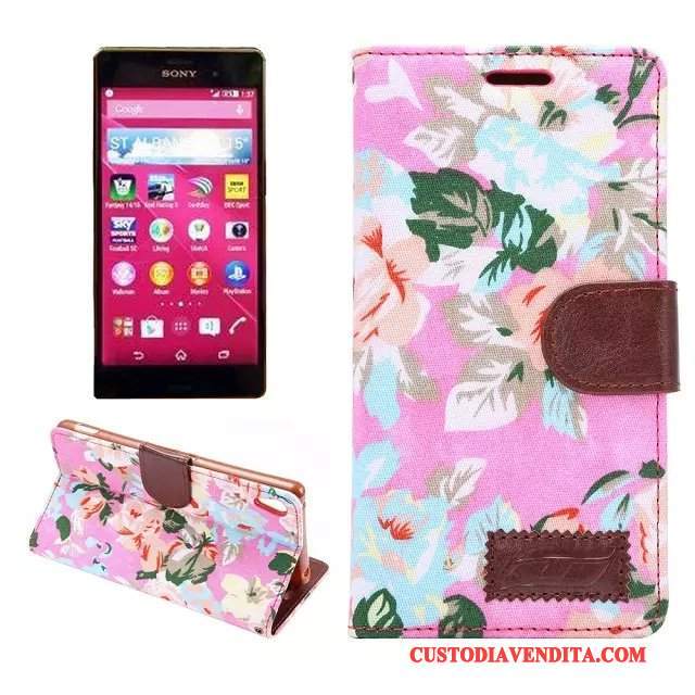 Custodia Sony Xperia Z3+ Pelle Rosatelefono, Cover Sony Xperia Z3+ Protezione