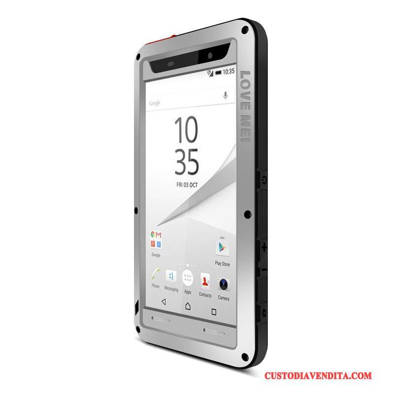 Custodia Sony Xperia Z5 Compact Protezione Telefono Tre Difese, Cover Sony Xperia Z5 Compact Macchiati Metallo