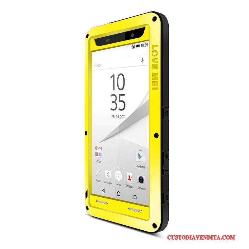 Custodia Sony Xperia Z5 Compact Protezione Telefono Tre Difese, Cover Sony Xperia Z5 Compact Macchiati Metallo