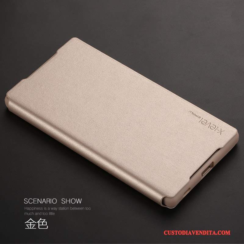 Custodia Sony Xperia Z5 Folio Oro Anti-caduta, Cover Sony Xperia Z5 Pelle Sottile Tutto Incluso