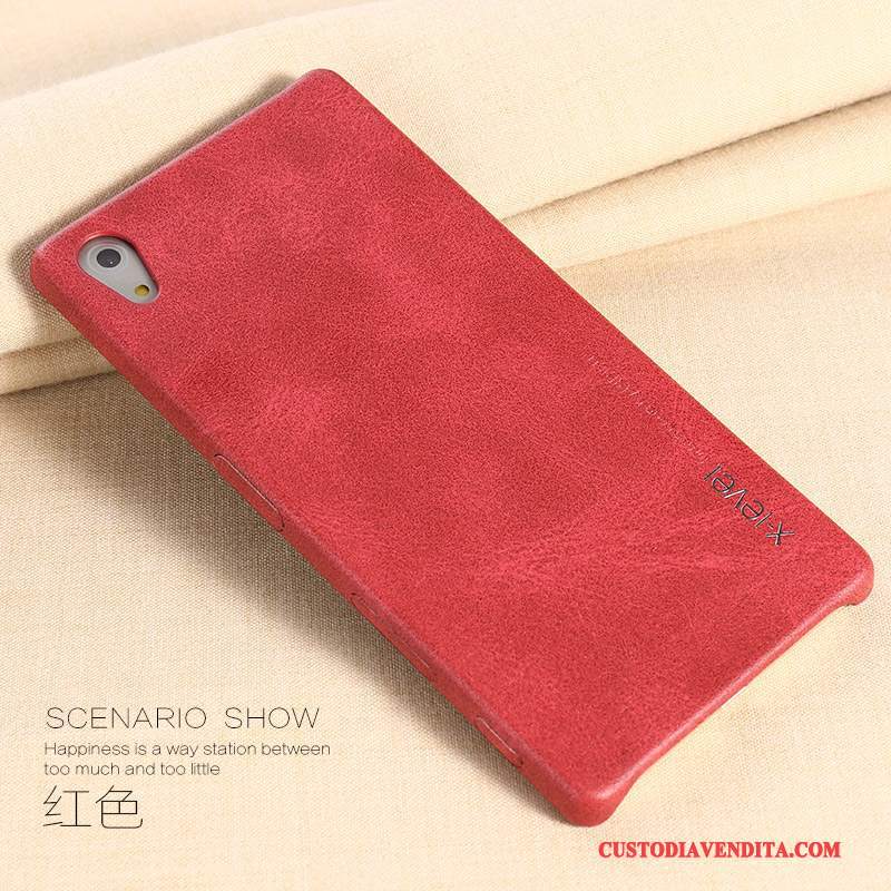 Custodia Sony Xperia Z5 Pelle Telefono Anti-caduta, Cover Sony Xperia Z5 Protezione Sottile Rosso