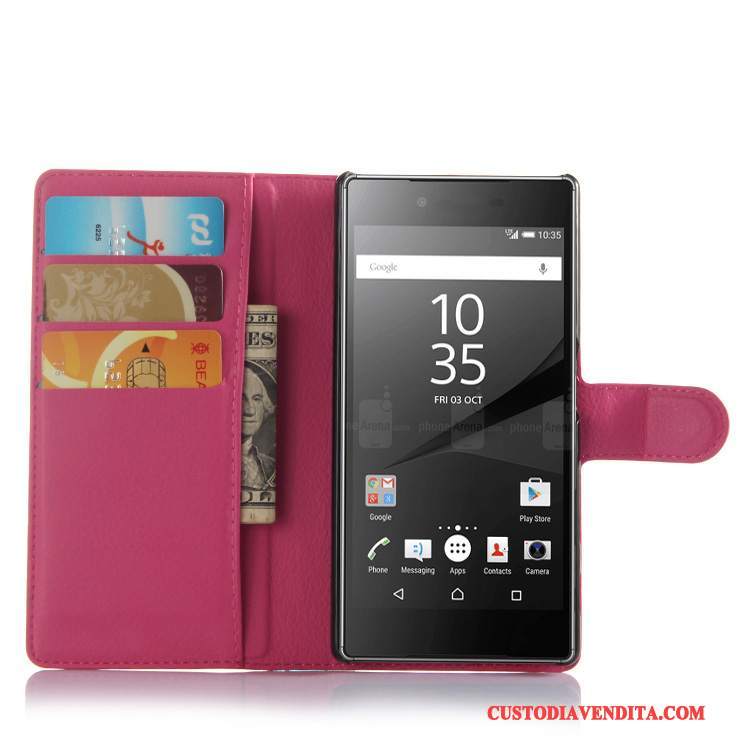 Custodia Sony Xperia Z5 Portafoglio Rosatelefono, Cover Sony Xperia Z5 Pelle