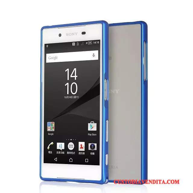 Custodia Sony Xperia Z5 Protezione Blu Telaio, Cover Sony Xperia Z5 Telefono Metallo