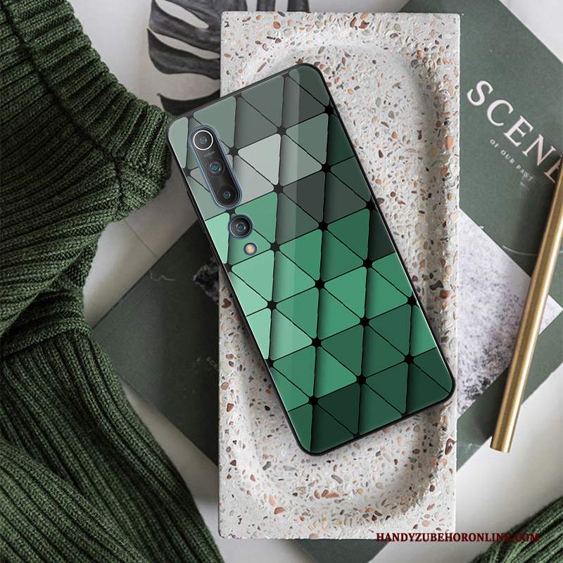 Custodia Xiaomi Mi 10 Creativo Nuovo Verde, Cover Xiaomi Mi 10 Silicone High End Vetro Temperato