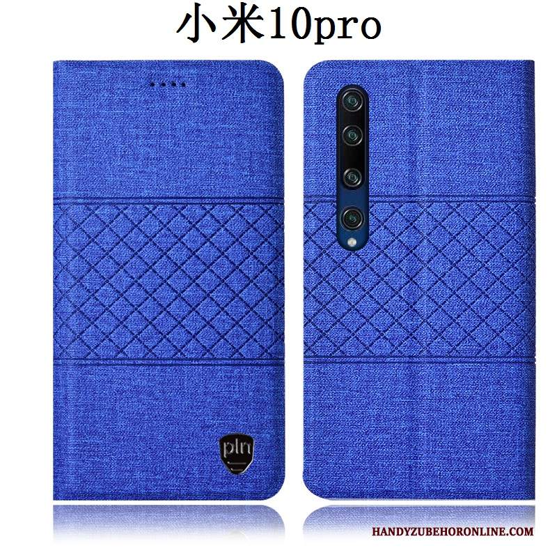 Custodia Xiaomi Mi 10 Pro Folio Piccola Anti-caduta, Cover Xiaomi Mi 10 Pro Pelle Cotone E Lino Tutto Incluso