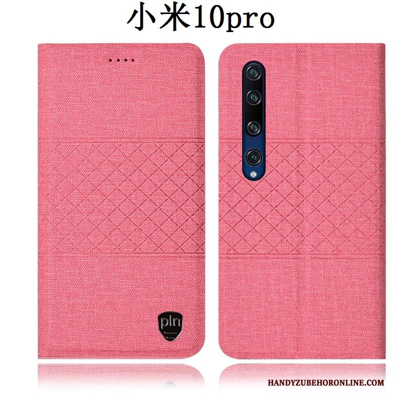 Custodia Xiaomi Mi 10 Pro Folio Piccola Anti-caduta, Cover Xiaomi Mi 10 Pro Pelle Cotone E Lino Tutto Incluso