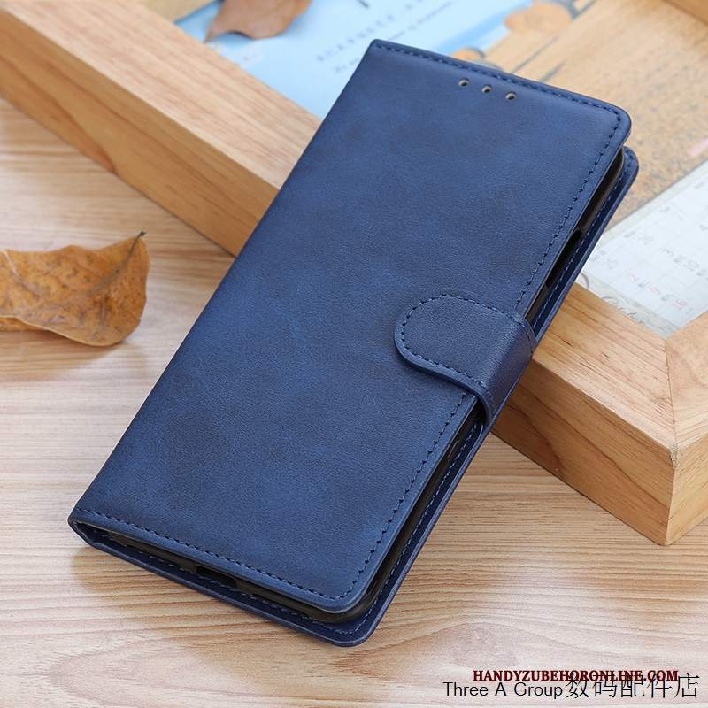 Custodia Xiaomi Mi 10 Pro Vintage Telefono Affari, Cover Xiaomi Mi 10 Pro Pelle Blu Piccola