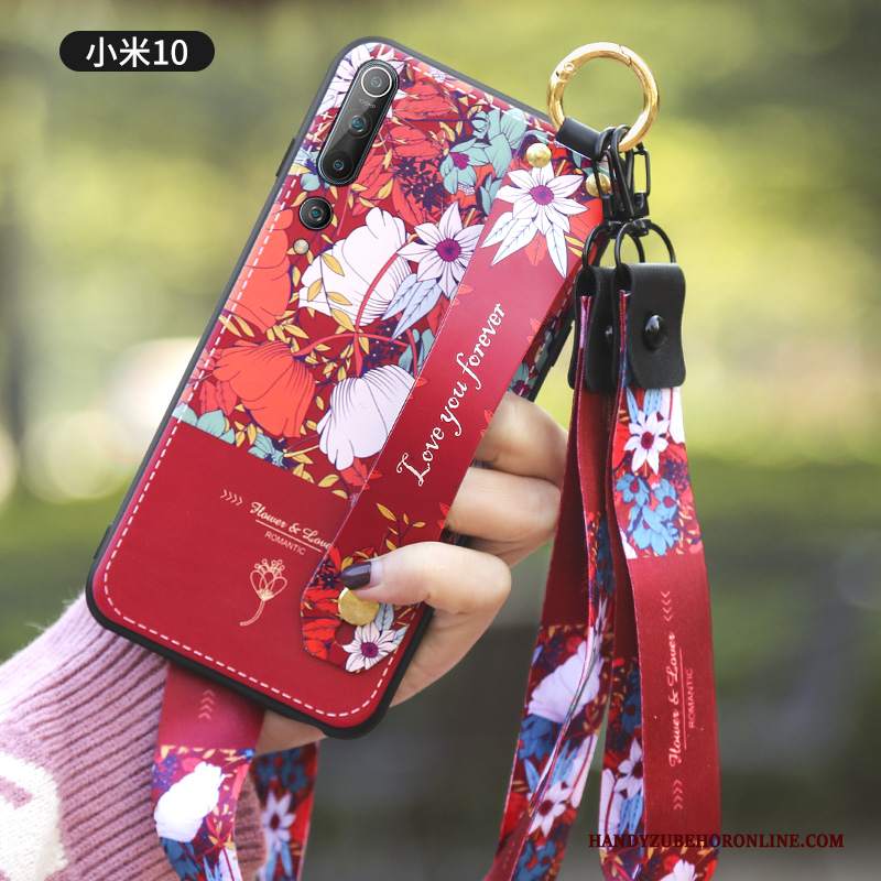 Custodia Xiaomi Mi 10 Protezione Morbido Vento, Cover Xiaomi Mi 10 Vintage Rosso Anti-caduta