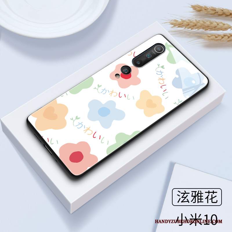 Custodia Xiaomi Mi 10 Silicone Marchio Di Tendenza Gattino, Cover Xiaomi Mi 10 Cartone Animato Net Red Vetro