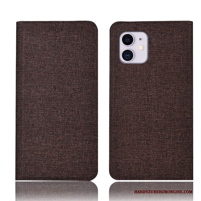 Custodia iPhone 11 Pelle Blutelefono, Cover iPhone 11 Protezione Cotone E Lino Anti-caduta