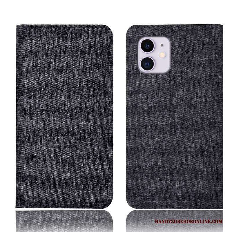 Custodia iPhone 11 Pelle Blutelefono, Cover iPhone 11 Protezione Cotone E Lino Anti-caduta