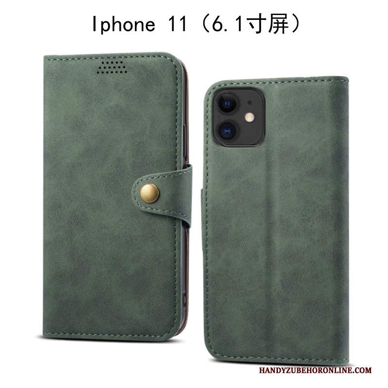 Custodia iPhone 11 Pelle Morbido Verde, Cover iPhone 11 Protezione Telefono Anti-caduta