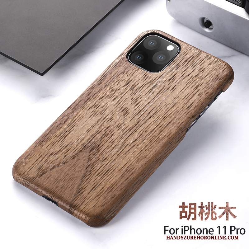 Custodia iPhone 11 Pro Creativo Nuovo Nero, Cover iPhone 11 Pro Legno Massello Legnotelefono